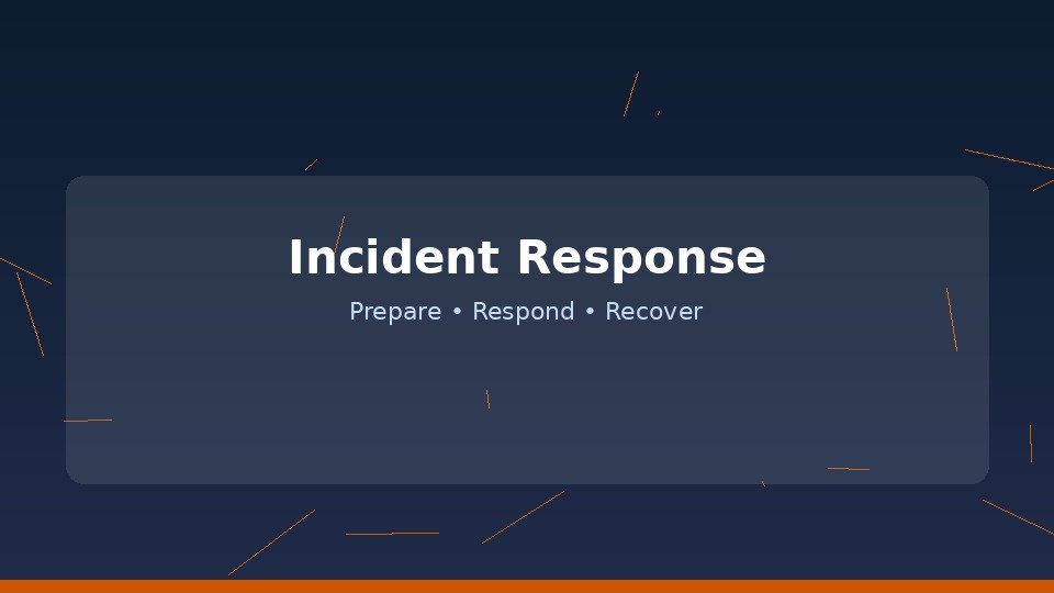 Incident response planning workshop